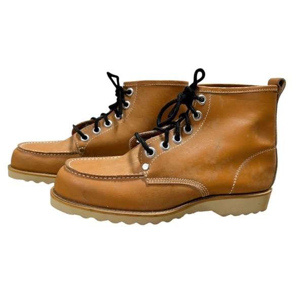 Vintage 1960’s Grulla Mens Moc Toe Leather Lace Up Work Boots. Size 41 - Picture 1 of 9